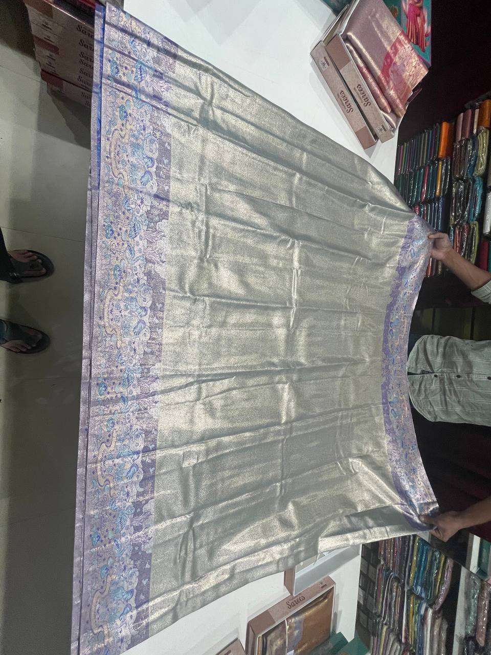 Beige  Kanchipuram Silk Saree With Butta Design| AS-00141