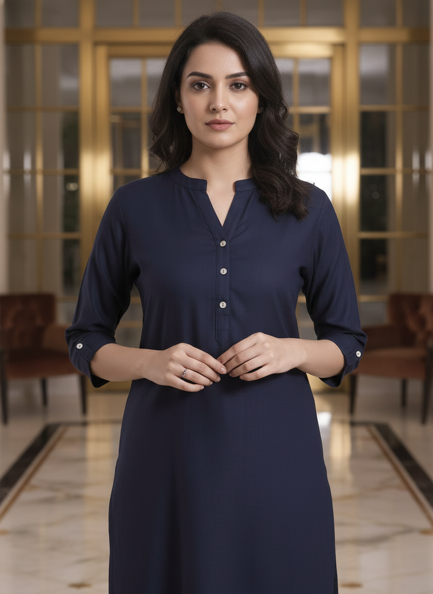 White solid  straight cut kurta | AS-00167