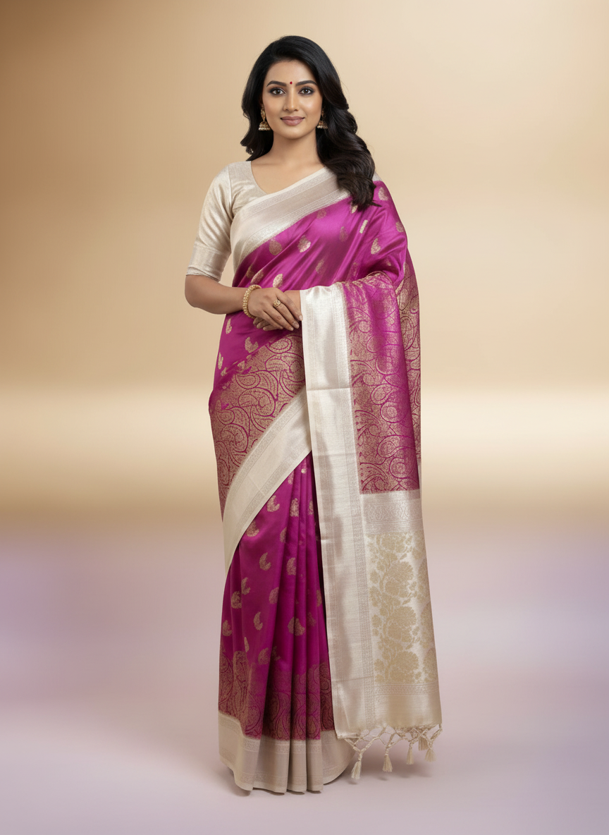 Red Kanchipuram Silk Saree With Butta Design| AS-00129