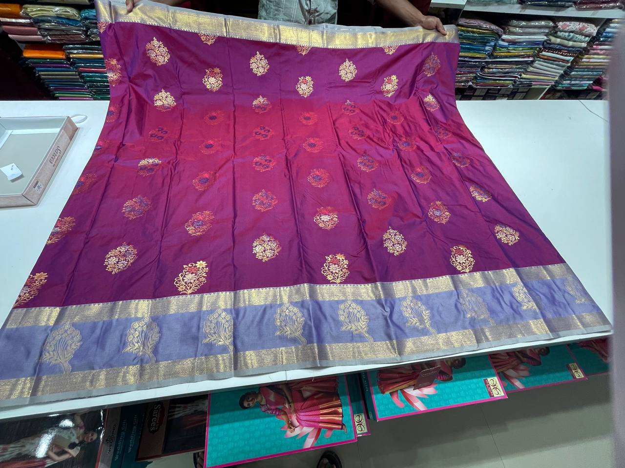 Purple Kanchipuram Silk Saree With Butta Design| AS-00124