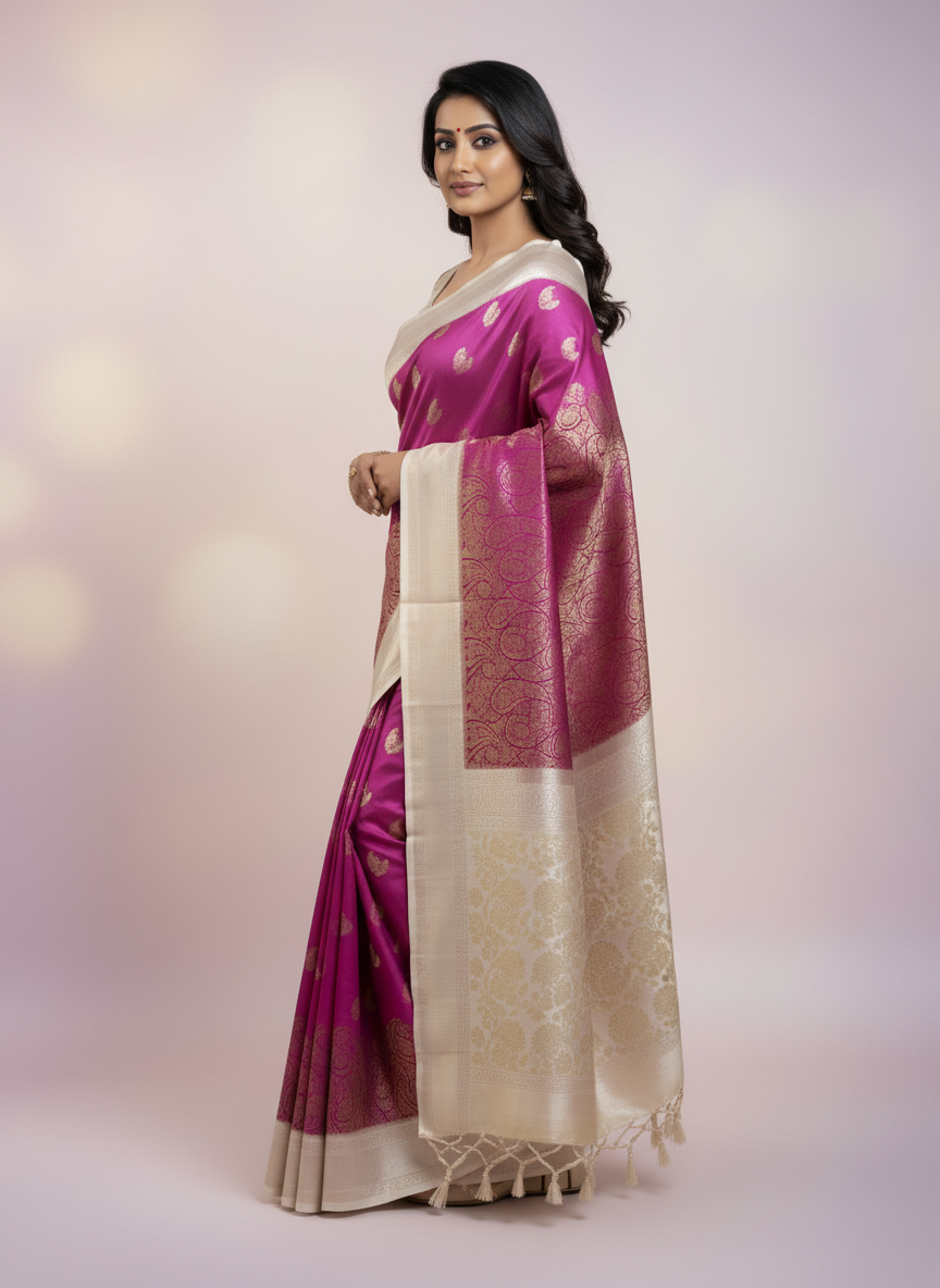 Red Kanchipuram Silk Saree With Butta Design| AS-00129