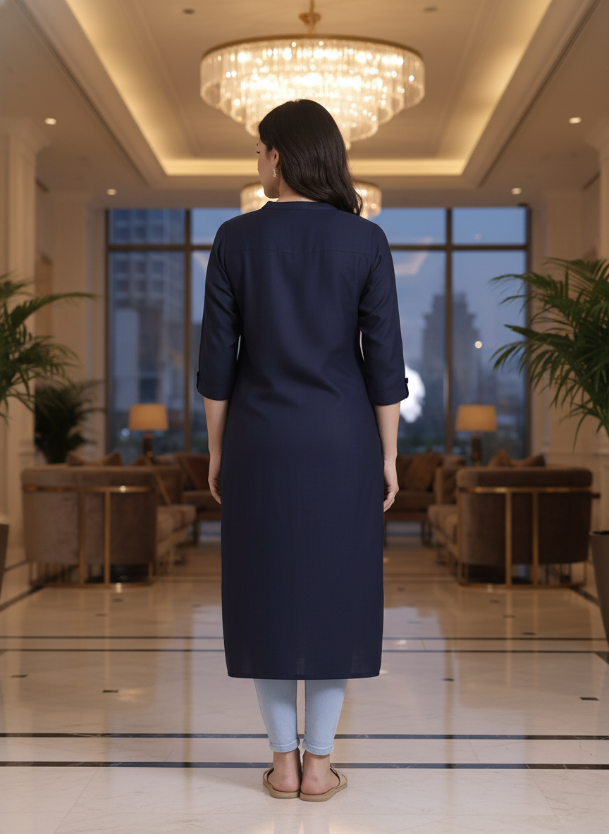 White solid  straight cut kurta | AS-00167