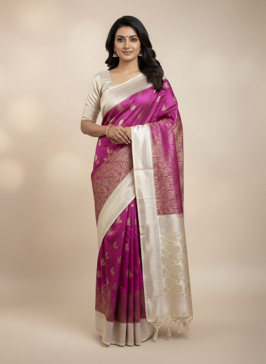 Red Kanchipuram Silk Saree With Butta Design| AS-00129