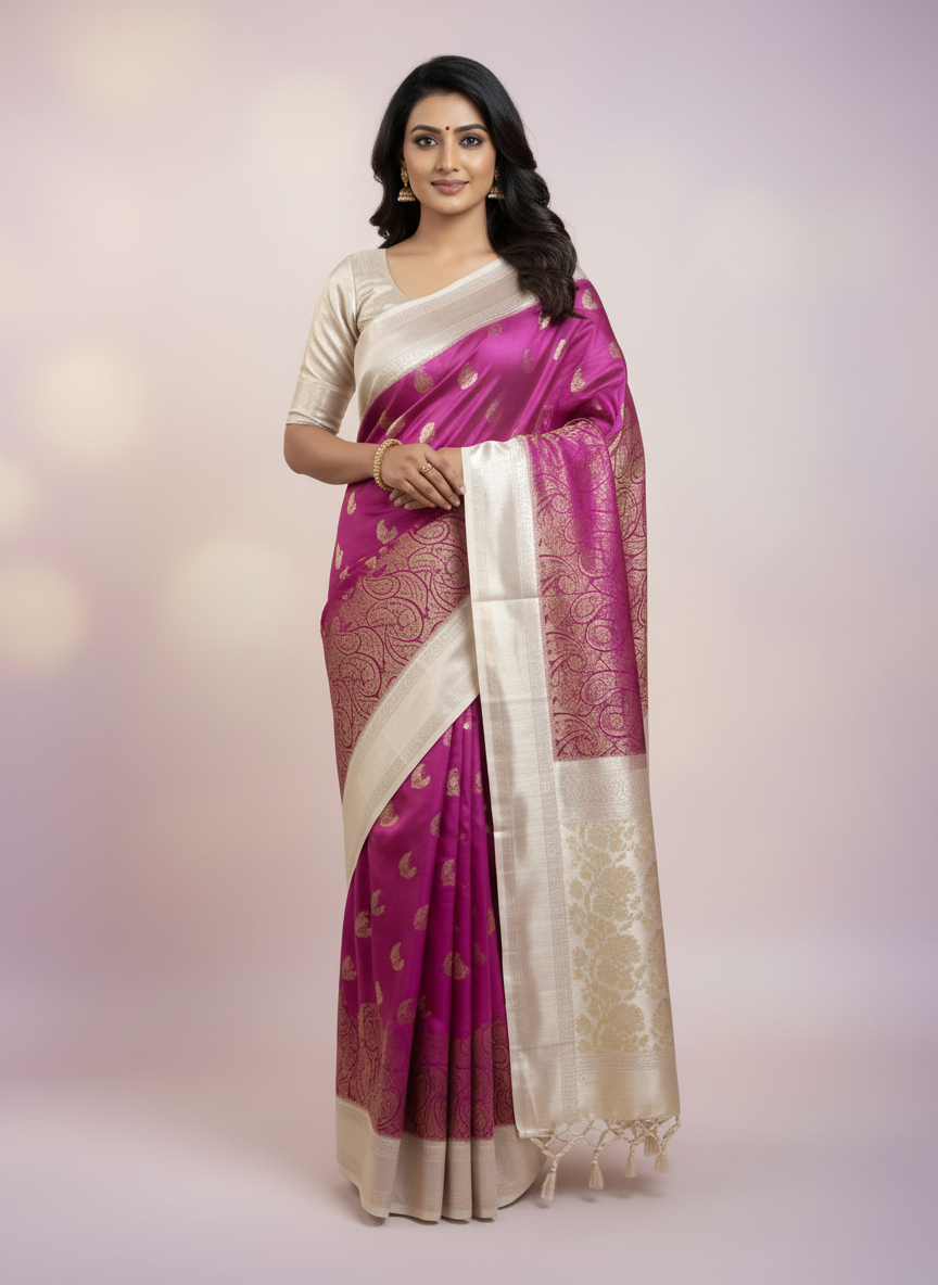 Red Kanchipuram Silk Saree With Butta Design| AS-00129