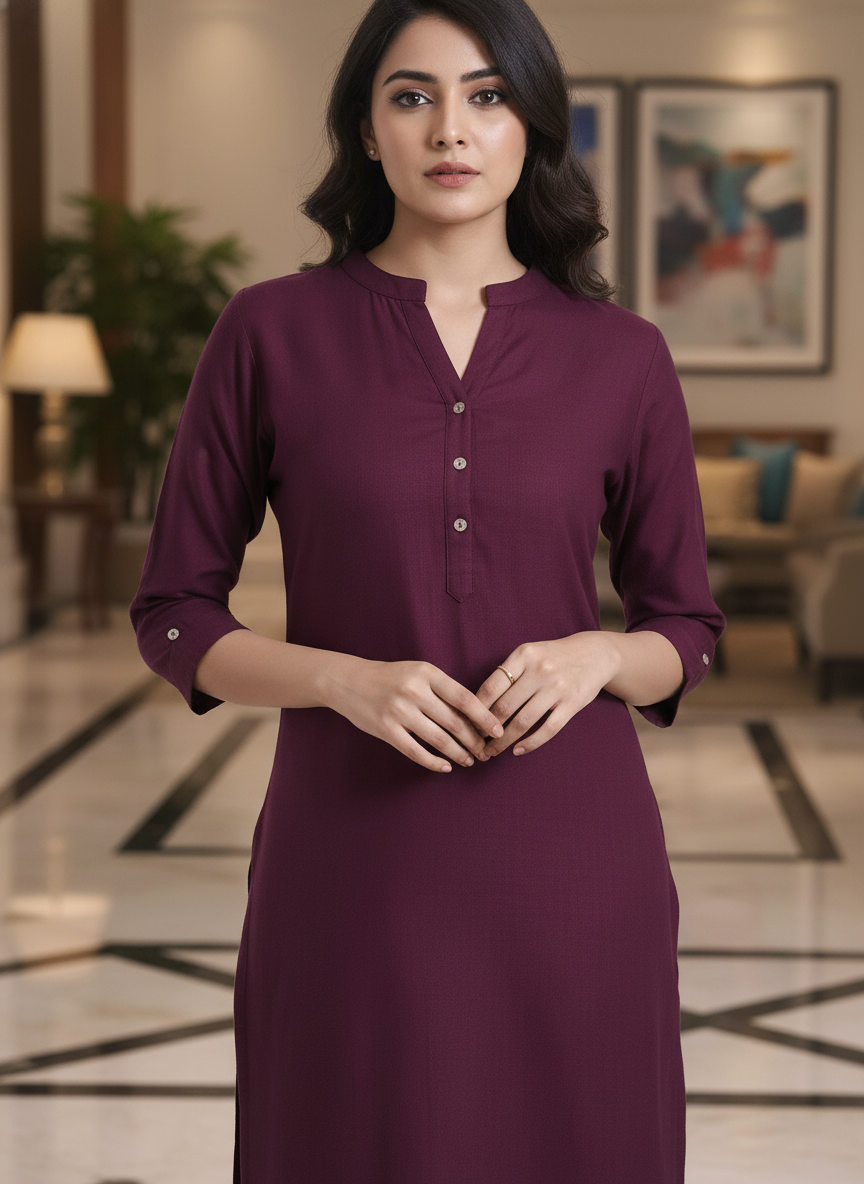 White solid  straight cut kurta | AS-00167