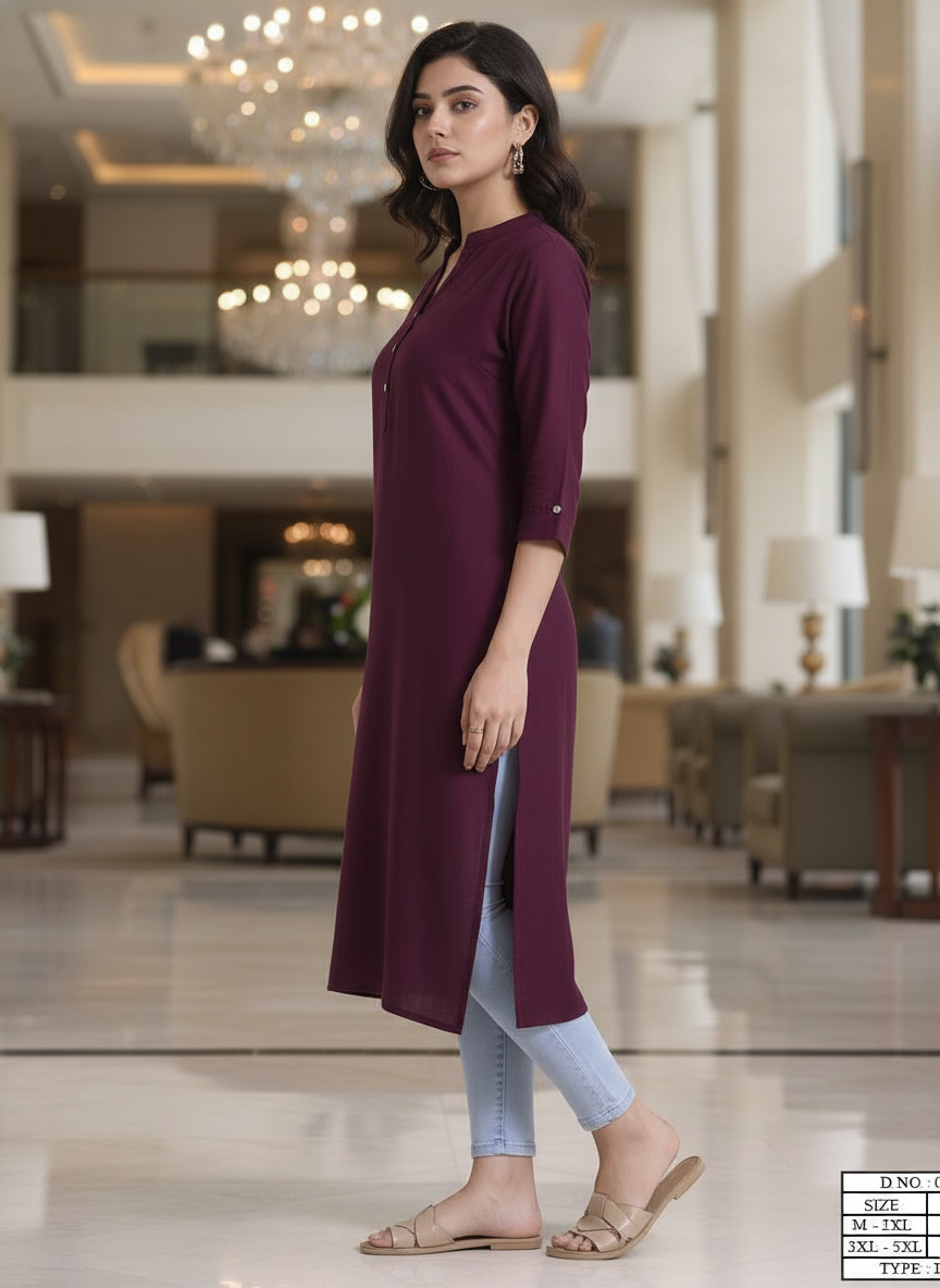 White solid  straight cut kurta | AS-00167