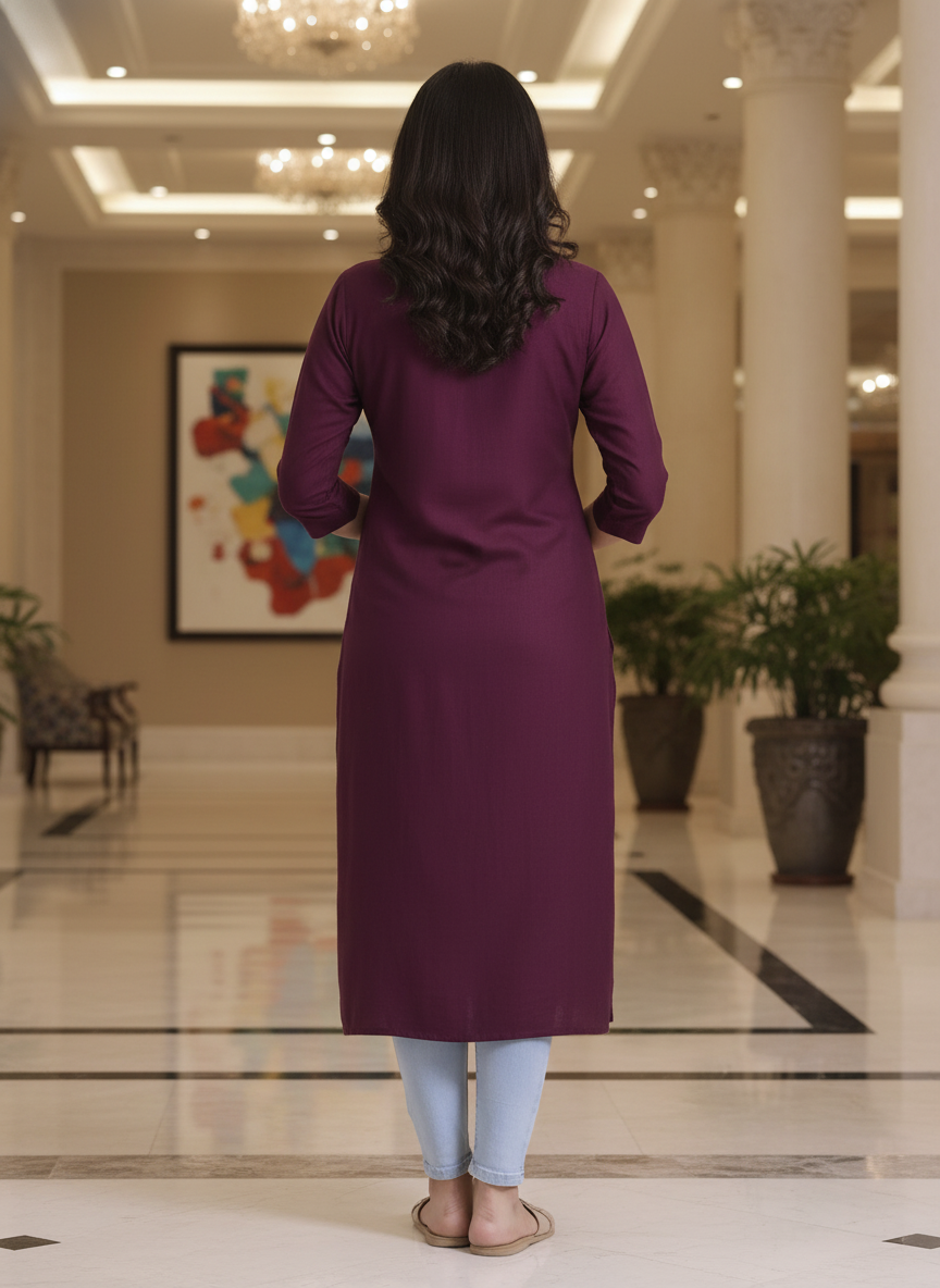 White solid  straight cut kurta | AS-00167