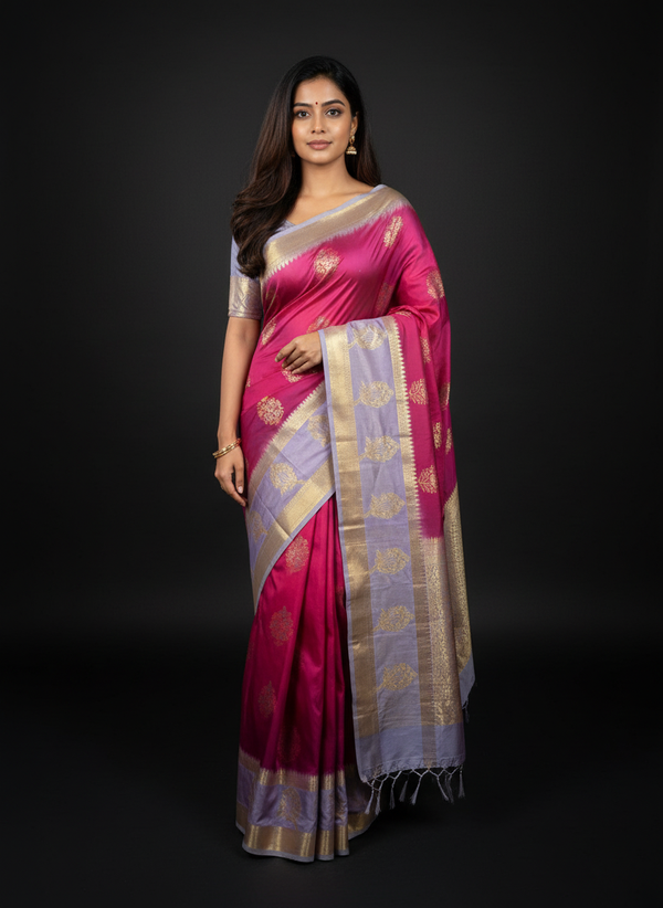 Purple Kanchipuram Silk Saree With Butta Design| AS-00124