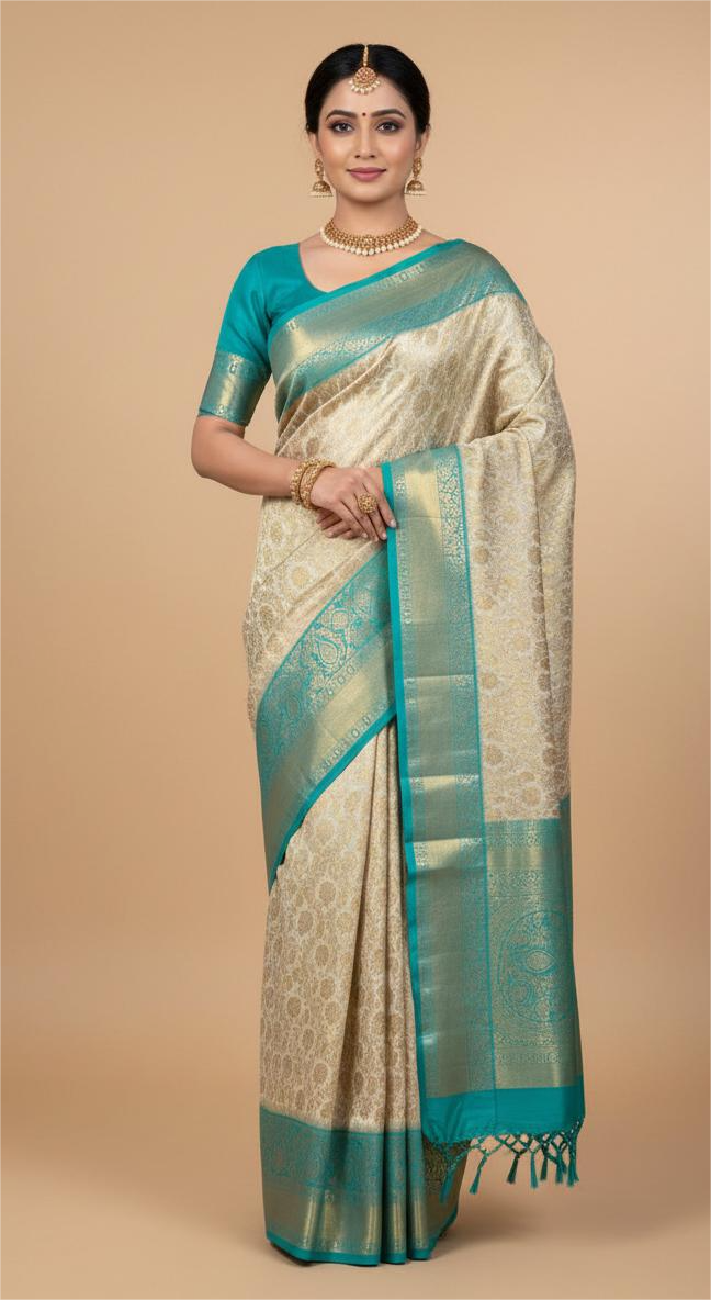 Rama Green Kanchipuram Silk Saree With Butta Design| AS-00119