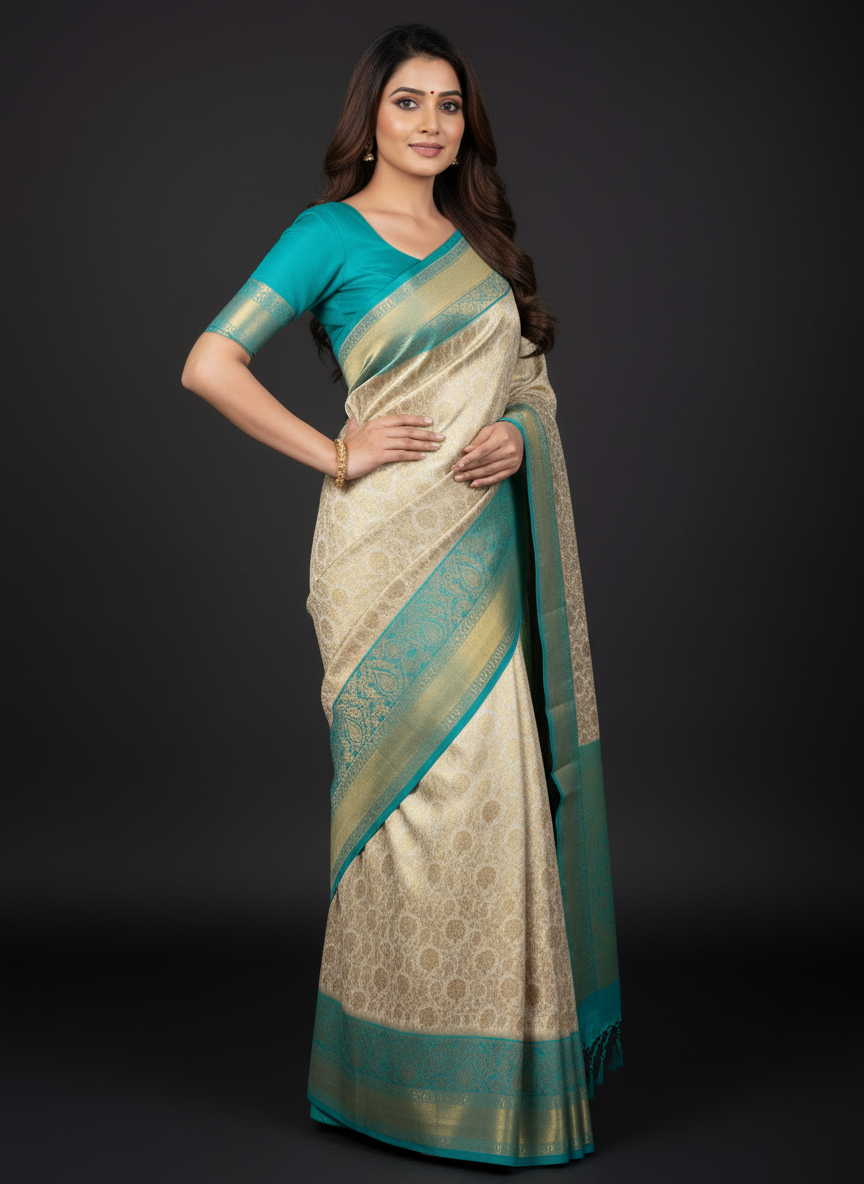 Rama Green Kanchipuram Silk Saree With Butta Design| AS-00119