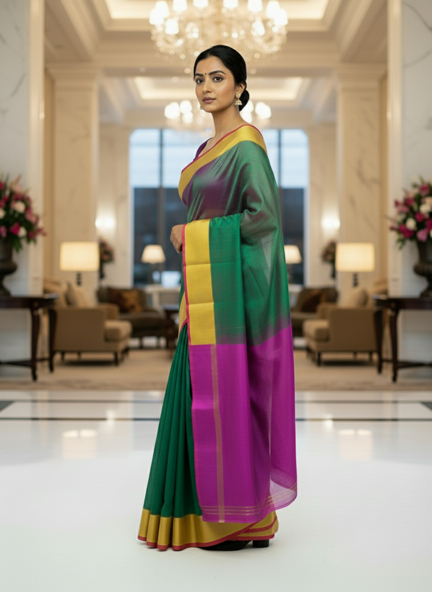 Pure Kancheepuram Silk Saree with Multi Zari  | AS-0057
