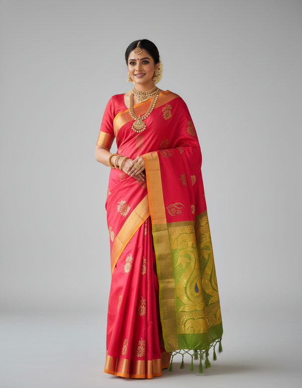 Red like Silk Woven Kanjivaram Saree|AS-0048