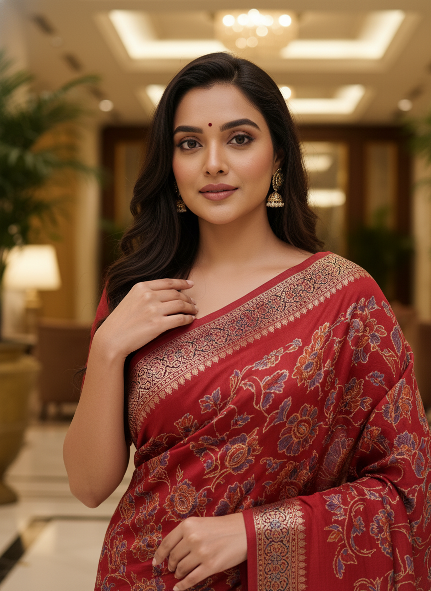 Peacock blue Multicolor Saree with Pattern Print | AS-00108