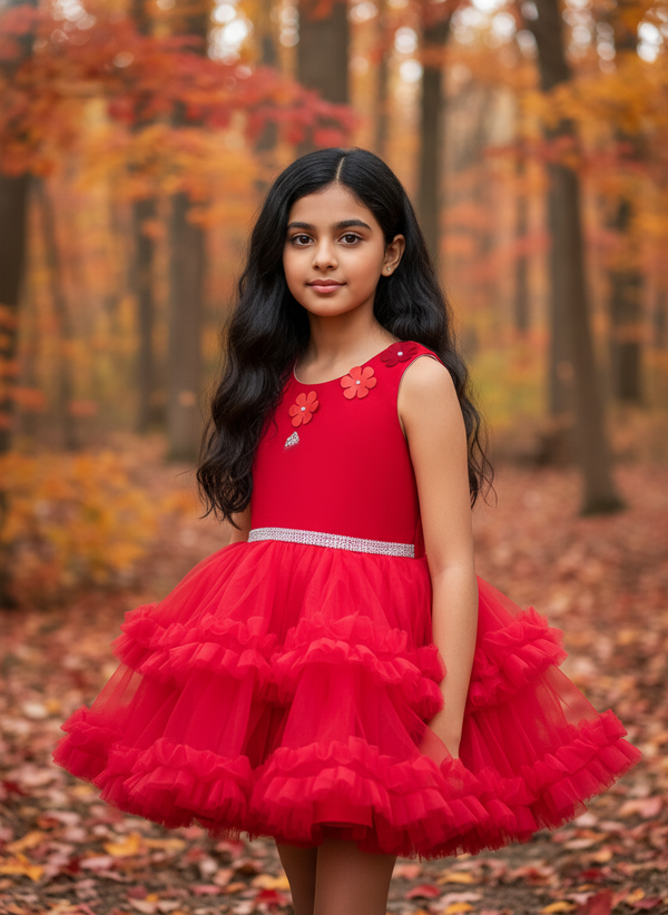 White Floral Party Frock For Girls|AS-K12