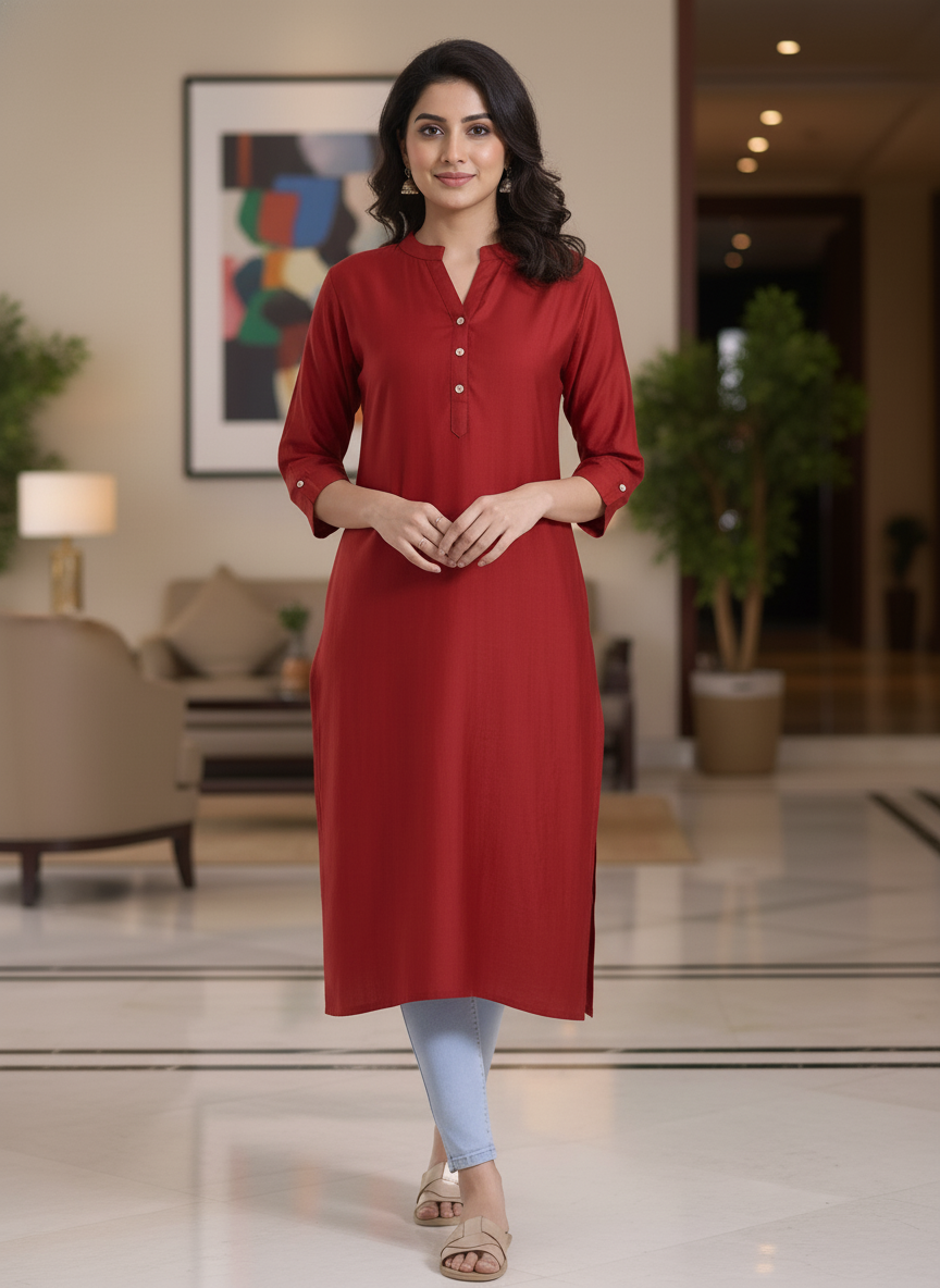 White solid  straight cut kurta | AS-00167