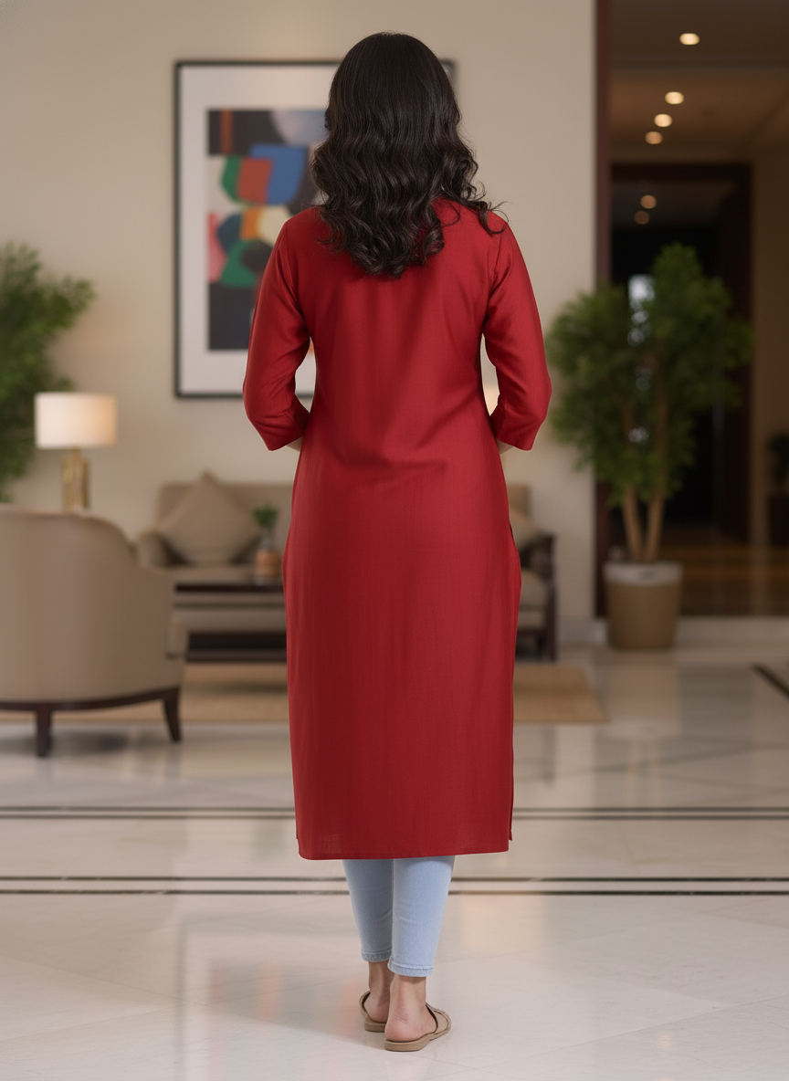 White solid  straight cut kurta | AS-00167