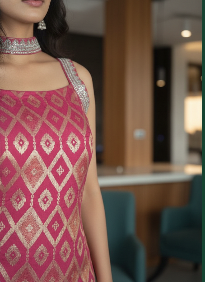 Navy Blue silk Palazzo Set With Dupatta| AS-00261