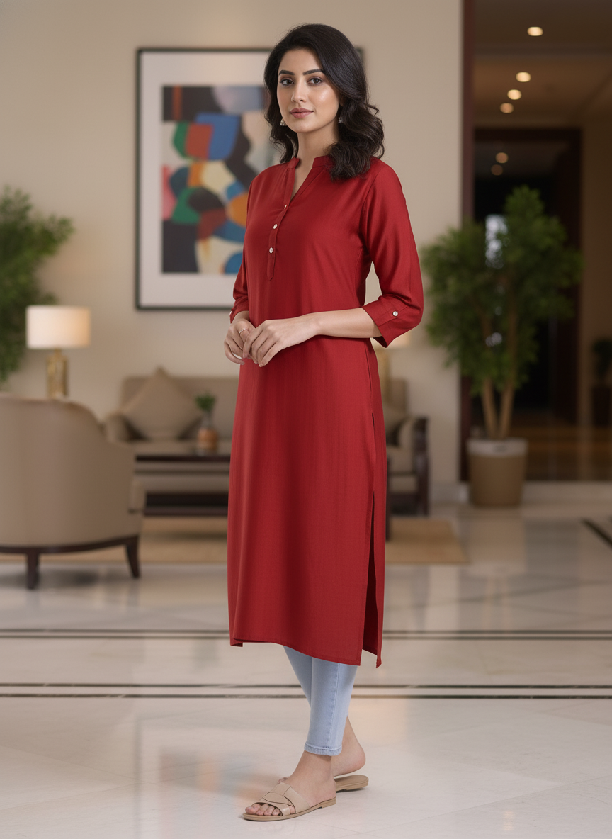 White solid  straight cut kurta | AS-00167