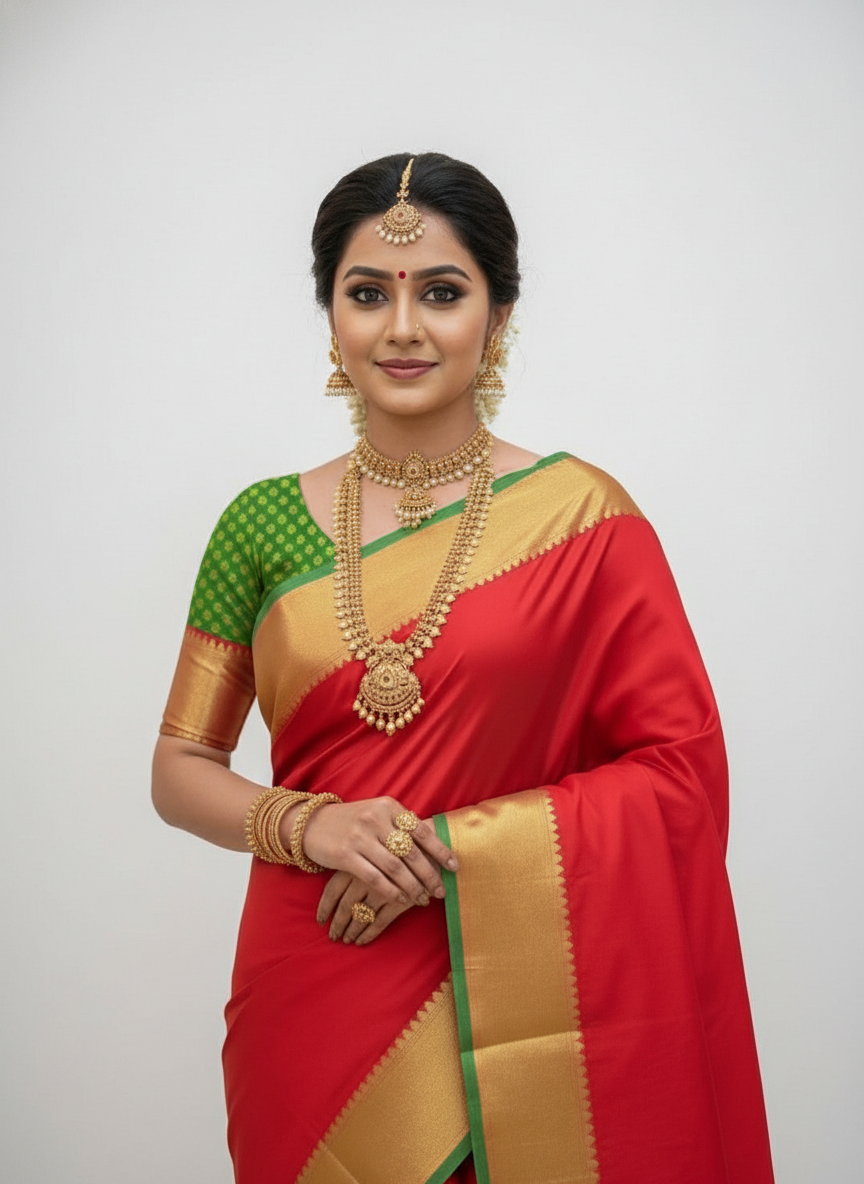 Pure Kancheepuram Silk Saree with Multi Zari  | AS-0057