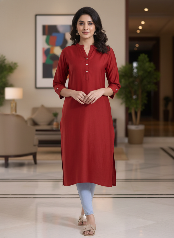 White solid  straight cut kurta | AS-00167