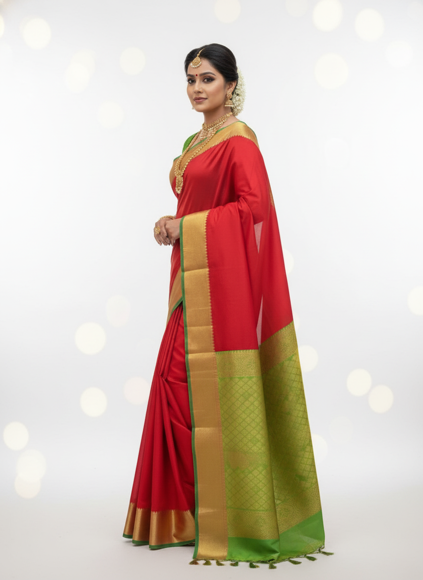 Pure Kancheepuram Silk Saree with Multi Zari  | AS-0057