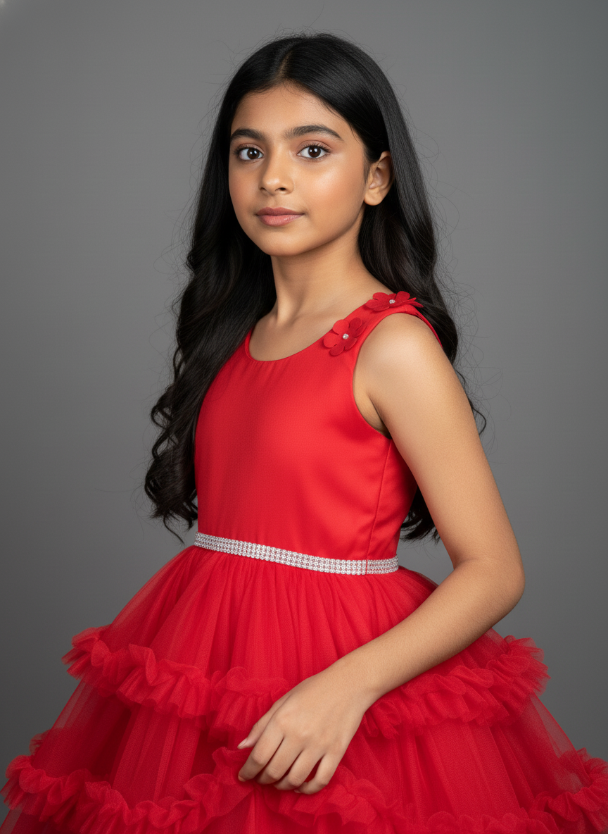 White Floral Party Frock For Girls|AS-K12