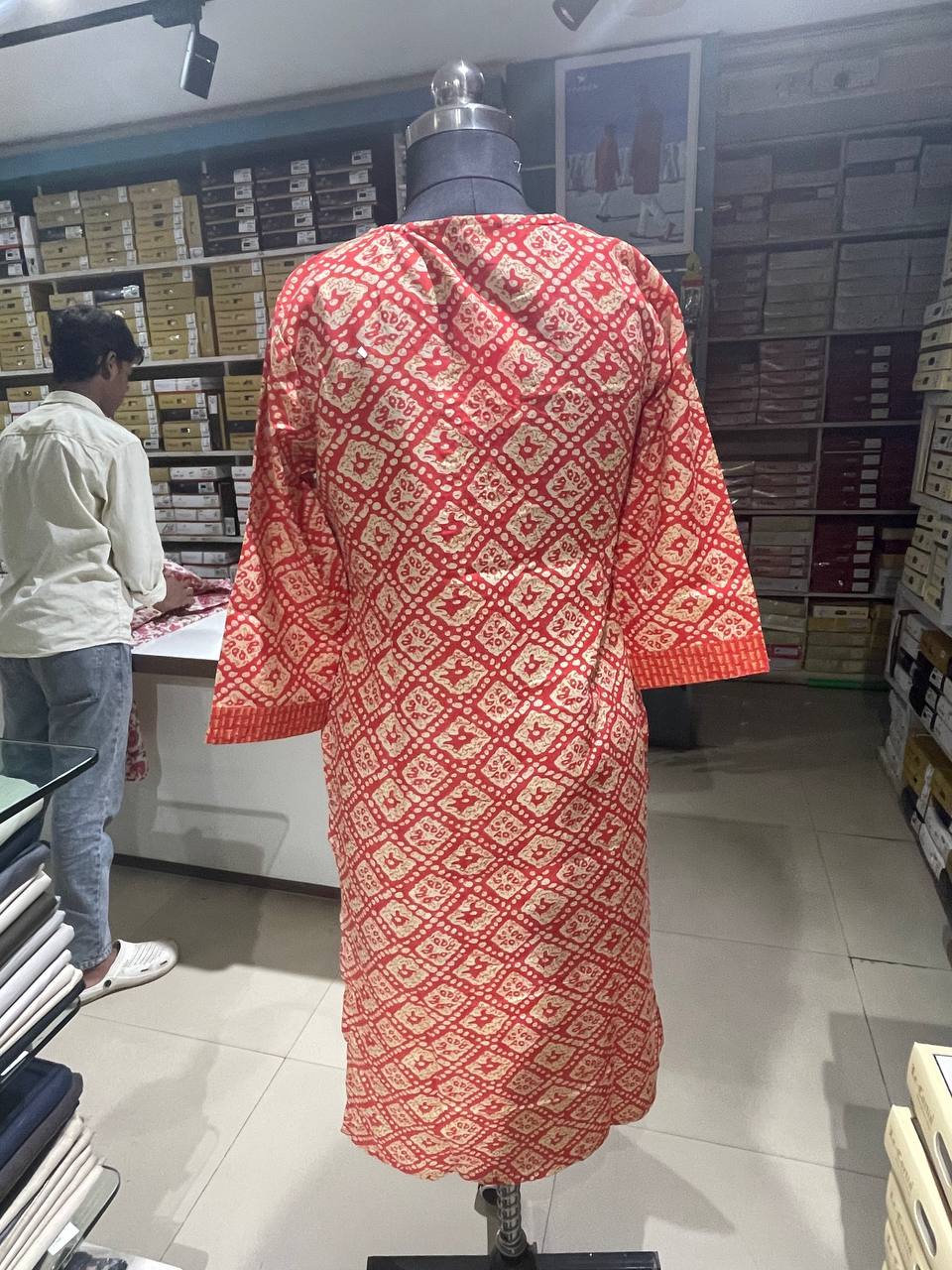 Red Cotton Printed Salwar Suit with Dupatta| AS-00173