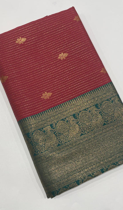 Beautiful Pink Semi Kanchipuram Saree with Rich Zari Border|S4_2