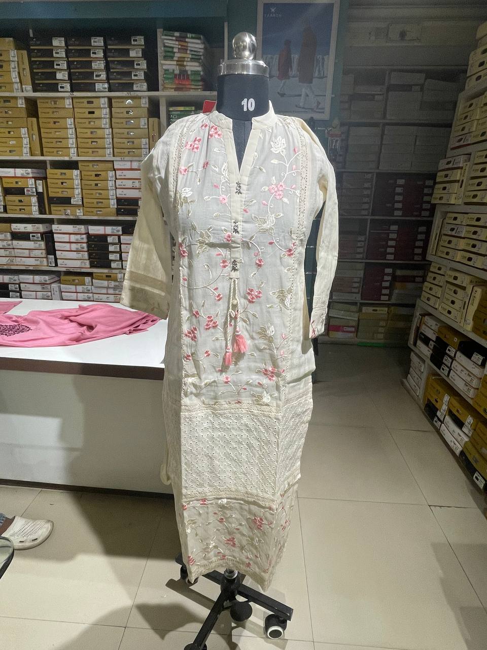 Cream Cotton Printed Salwar Suit with Dupatta| AS-00179