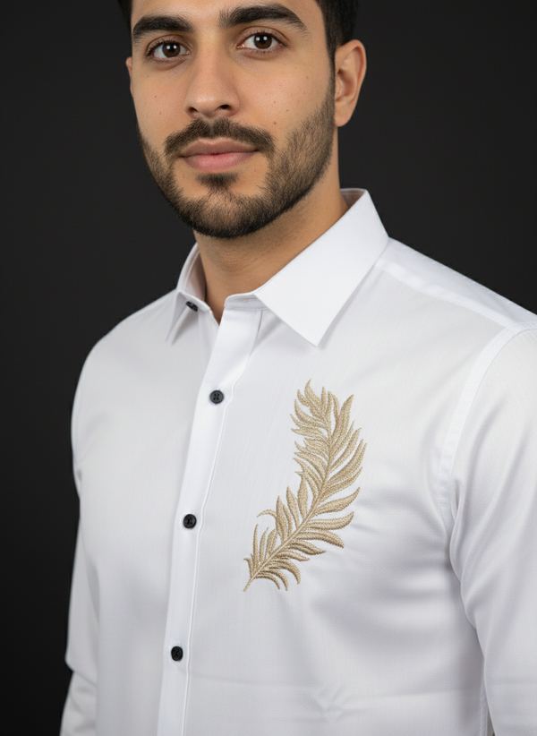 Men full sleeves thread work shirt| AS-M08