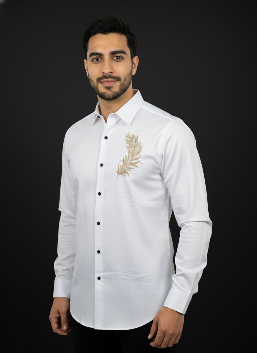 Men full sleeves thread work shirt| AS-M08