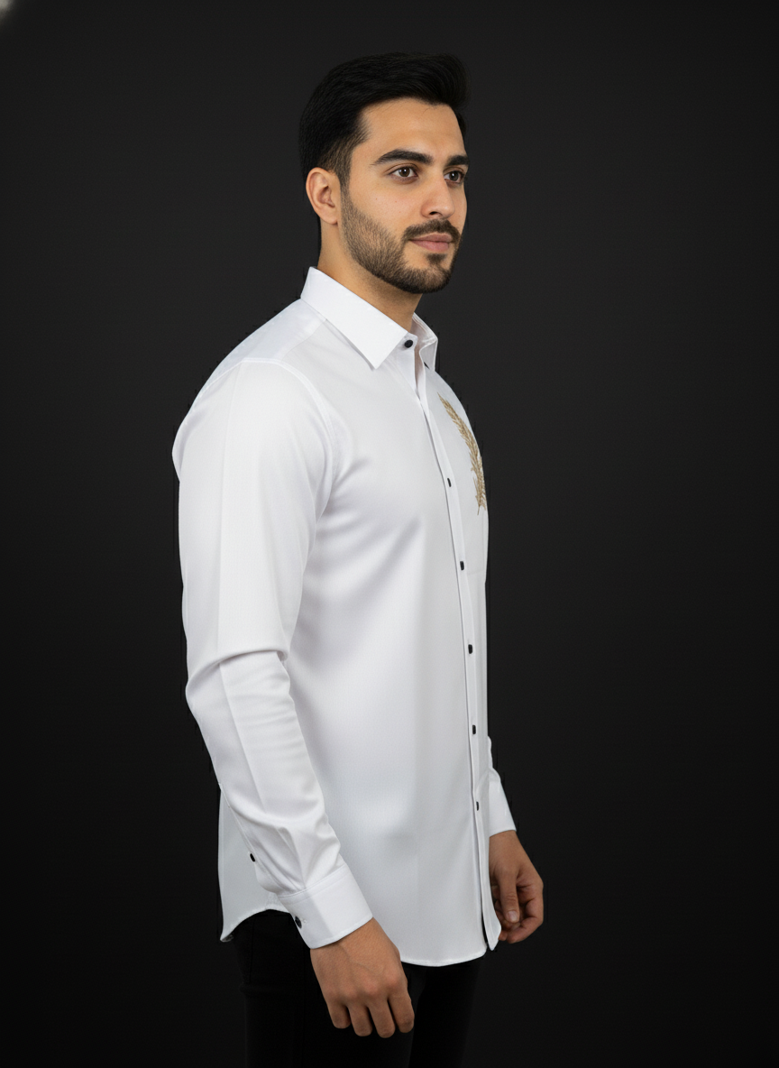 Men full sleeves thread work shirt| AS-M08