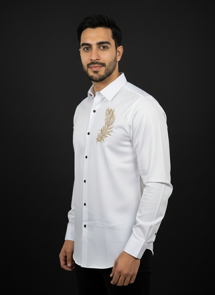 Men full sleeves thread work shirt| AS-M08