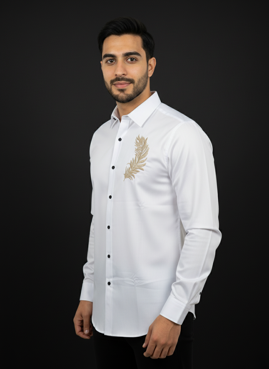 Men full sleeves thread work shirt| AS-M08