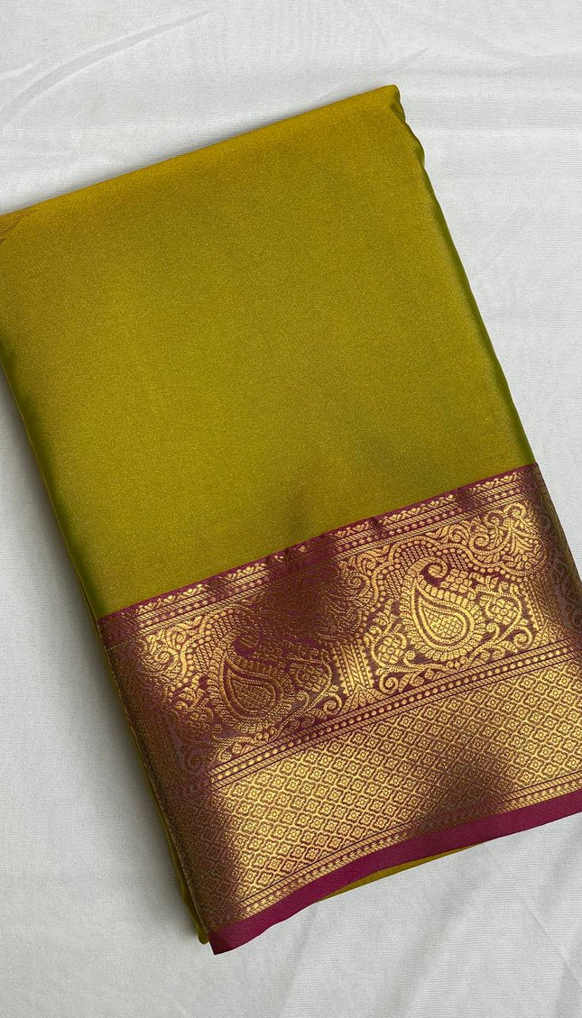 Semi Kanchipuram Silk Saree with Rich Zari Border|S1