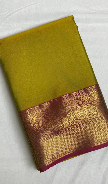 Semi Kanchipuram Silk Saree with Rich Zari Border|S1