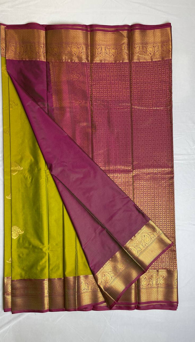 Semi Kanchipuram Silk Saree with Rich Zari Border|S1