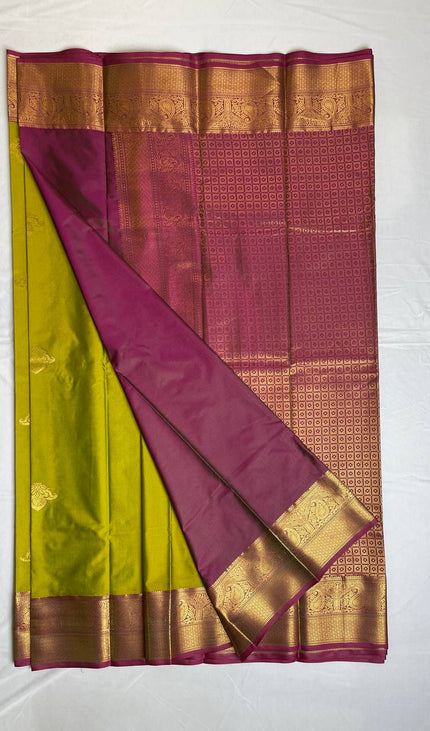 Semi Kanchipuram Silk Saree with Rich Zari Border|S1