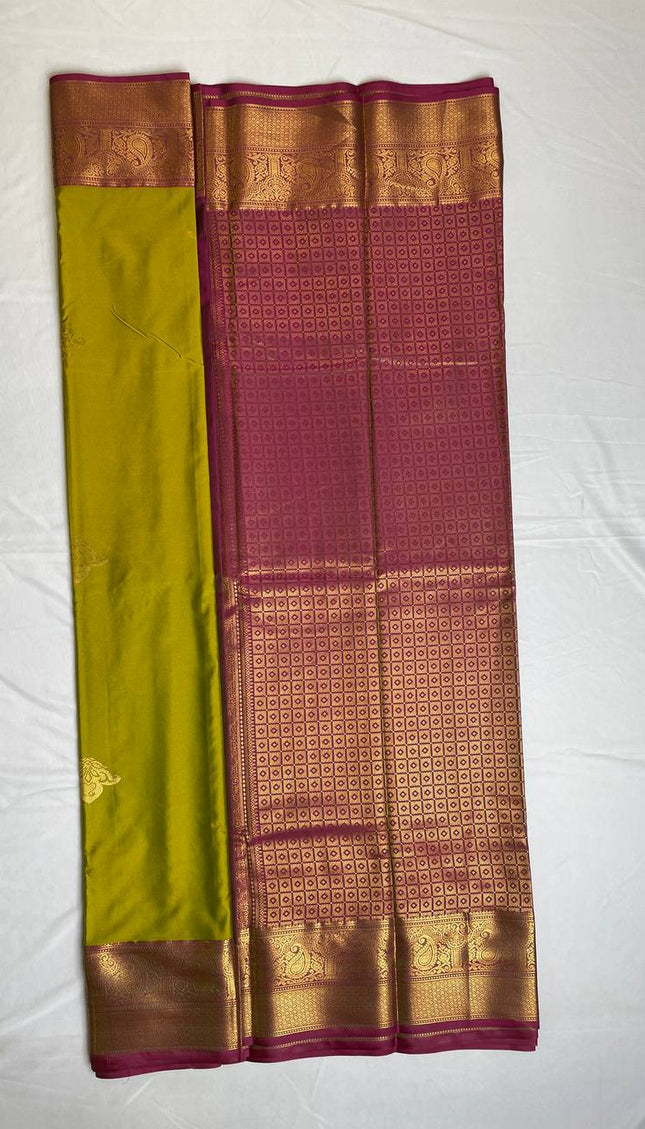 Semi Kanchipuram Silk Saree with Rich Zari Border|S1