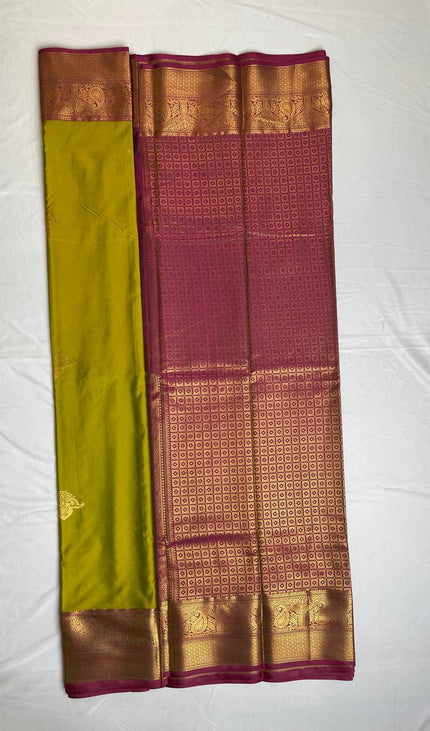Semi Kanchipuram Silk Saree with Rich Zari Border|S1