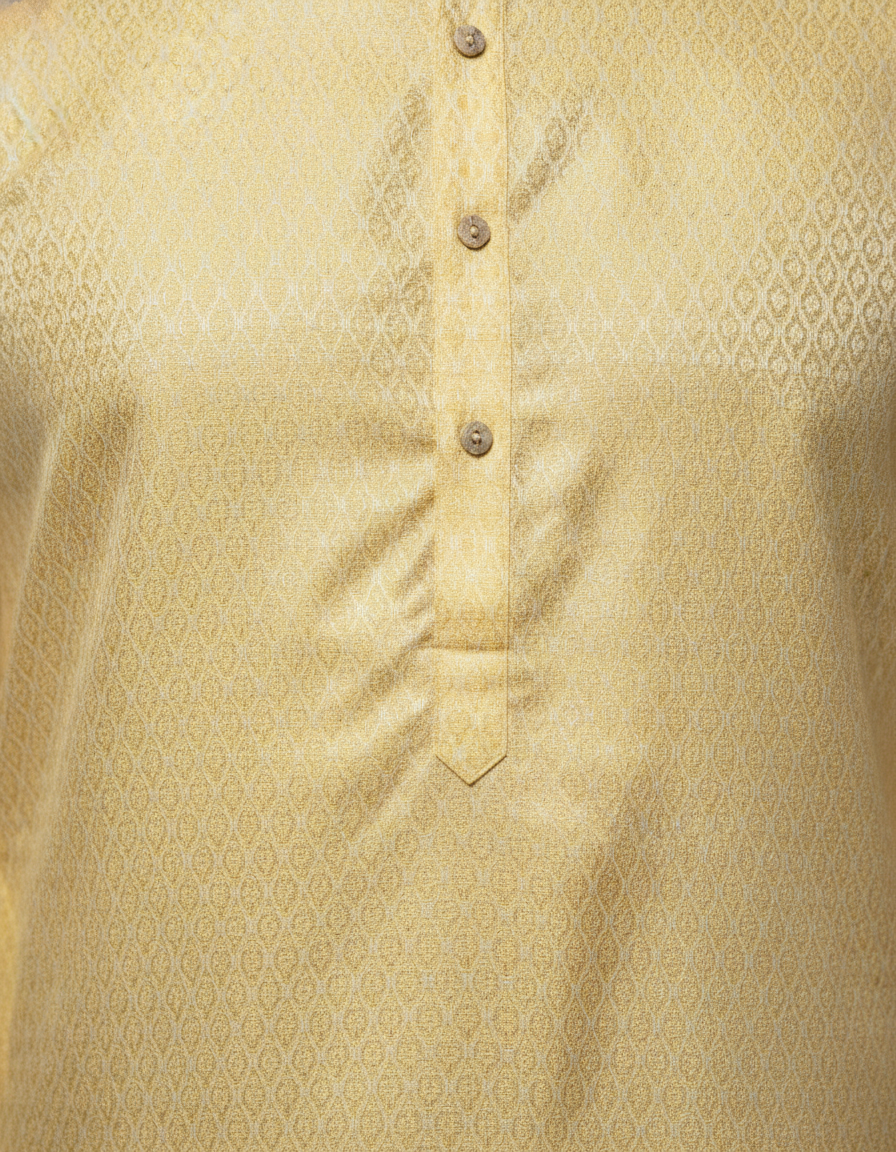 Yellow Embroidery Minimalist Kurta Pajama| AS-M01