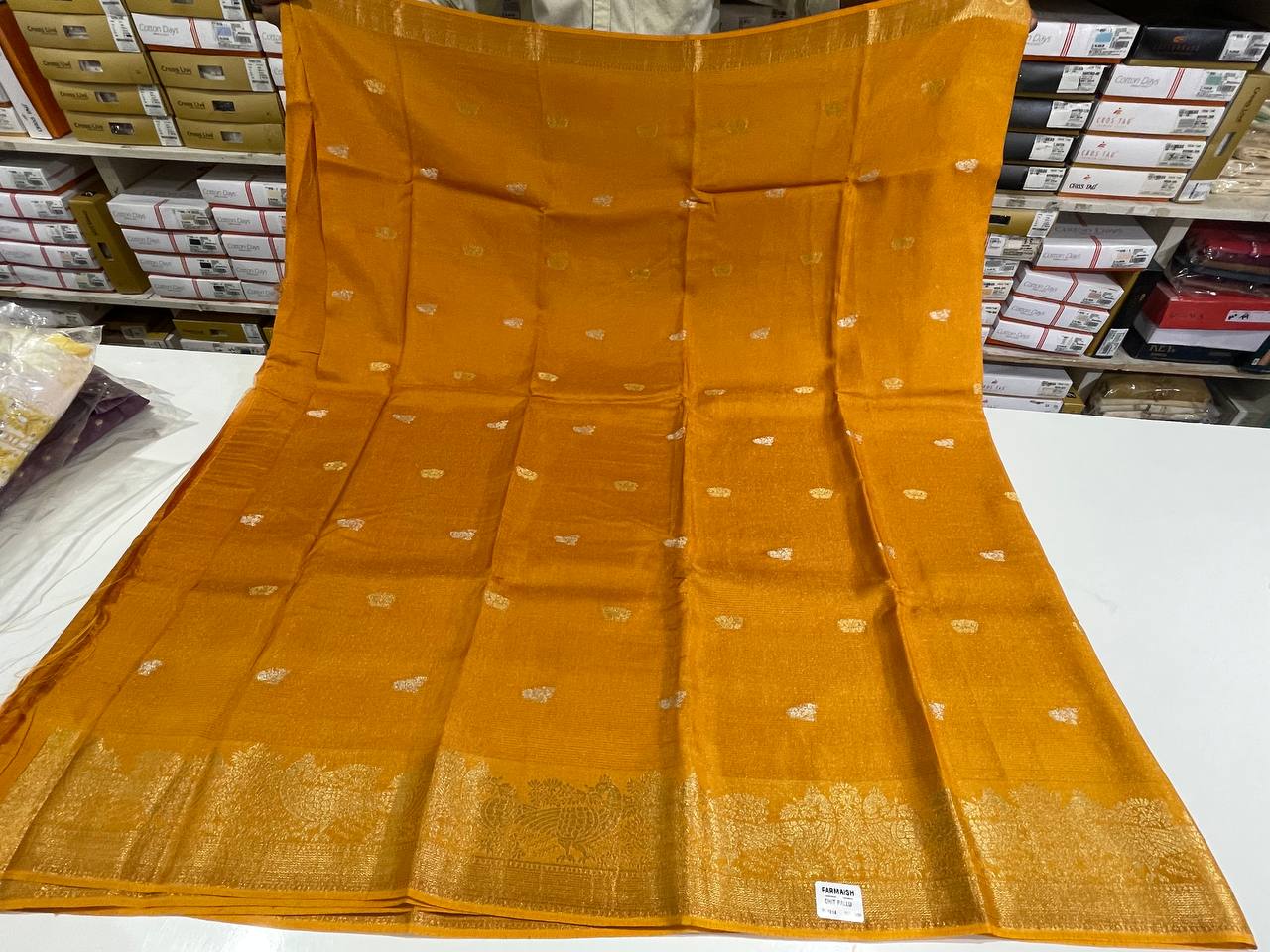 Mustrad Silk Saree with Woven Border| AS-00244