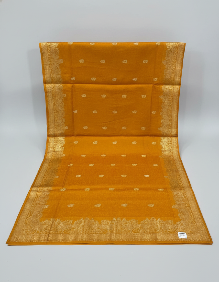 Mustrad Silk Saree with Woven Border| AS-00244