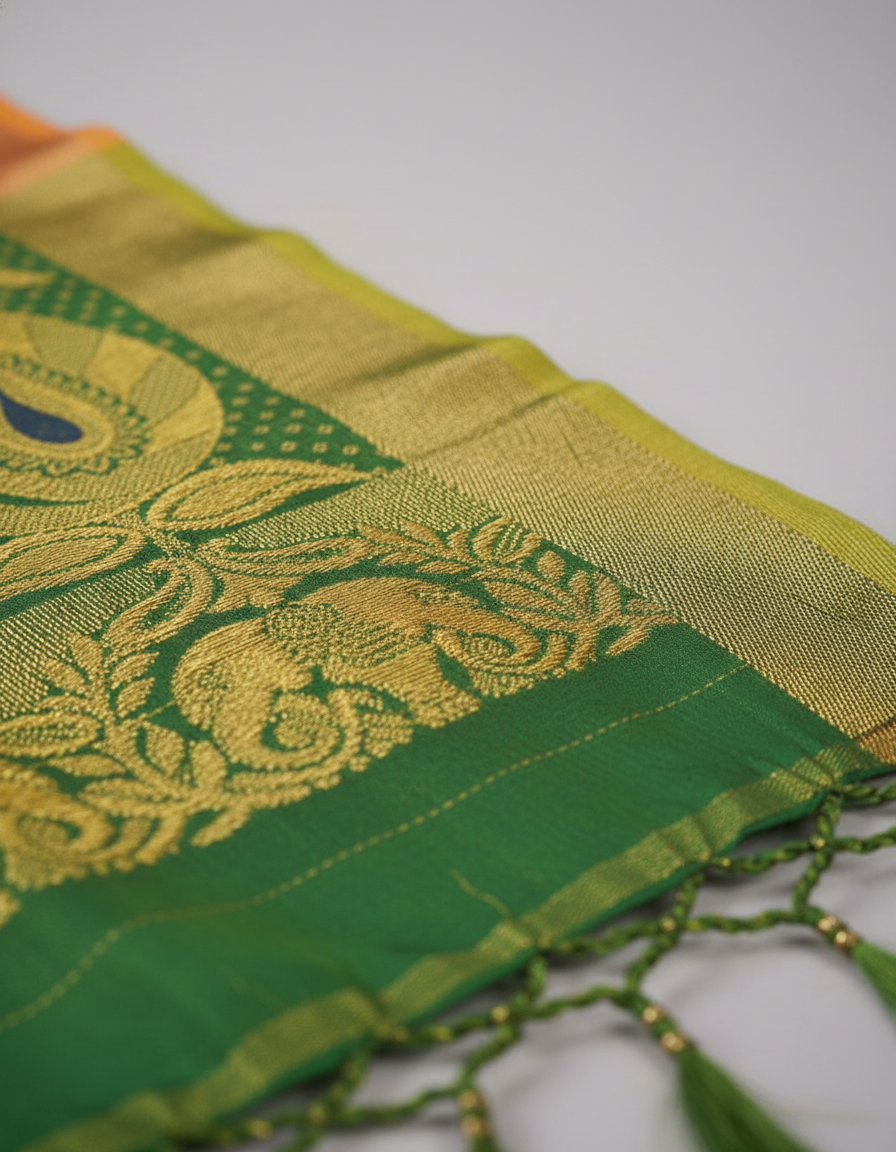 Mustard Silk Woven Kanjivaram Saree|AS-0049