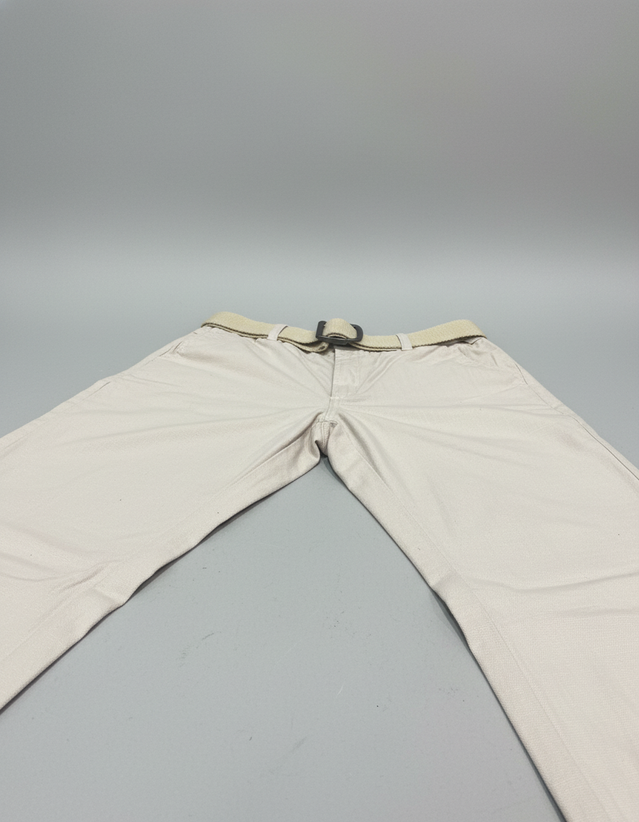 Boys' Black/cream Smart Fit Trousers with Web Belt | 4101