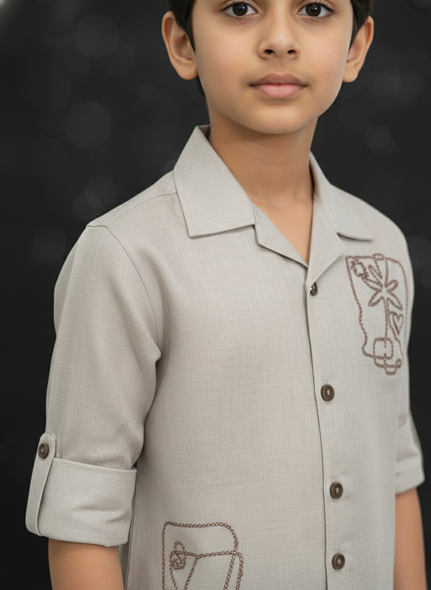 Boys' Premium Linen Blend Full Sleeves Shir | 5505