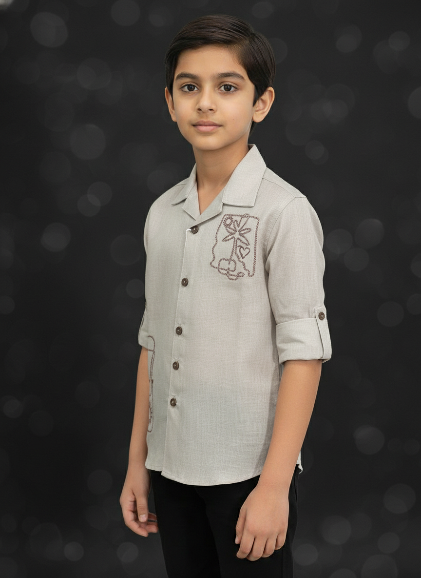 Boys' Premium Linen Blend Full Sleeves Shir | 5505