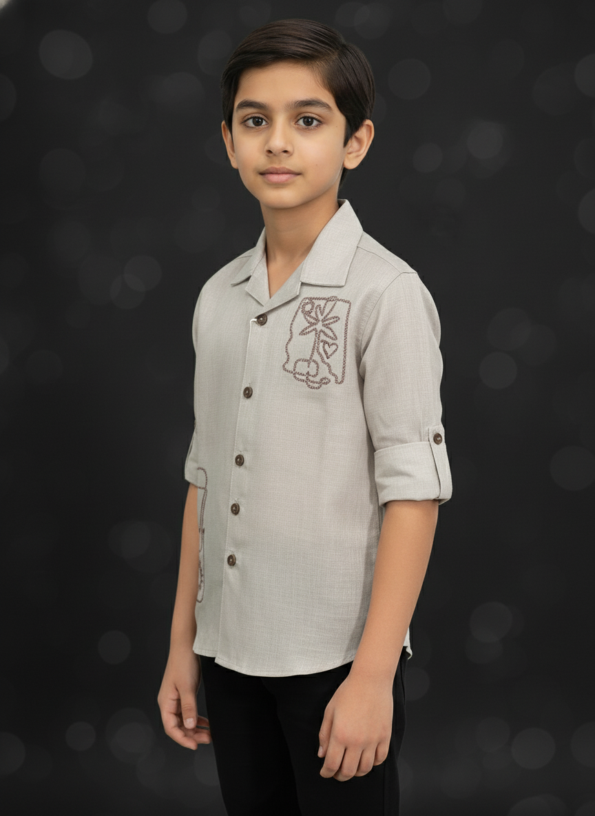 Boys' Premium Linen Blend Full Sleeves Shir | 5505