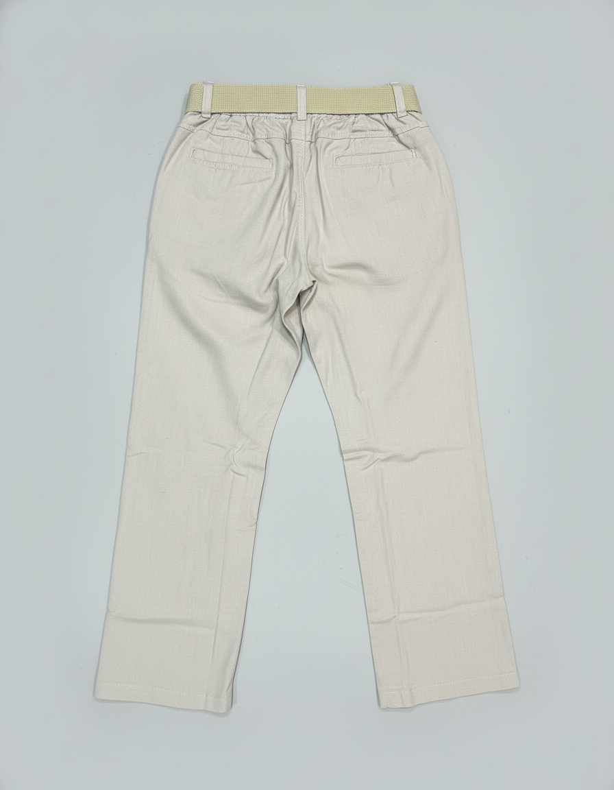 Boys' Black/cream Smart Fit Trousers with Web Belt | 4101