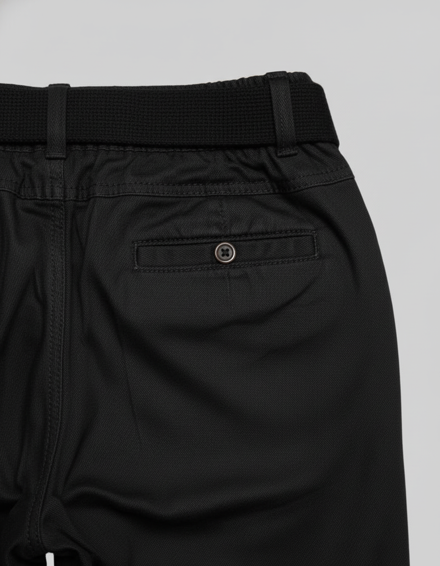 Boys' Black/cream Smart Fit Trousers with Web Belt | 4101